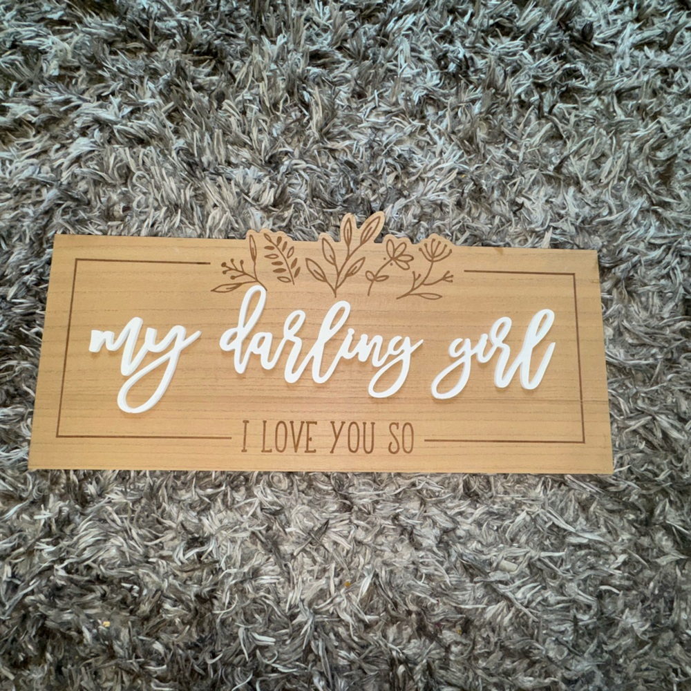 Wooden Wall Sign with White Text